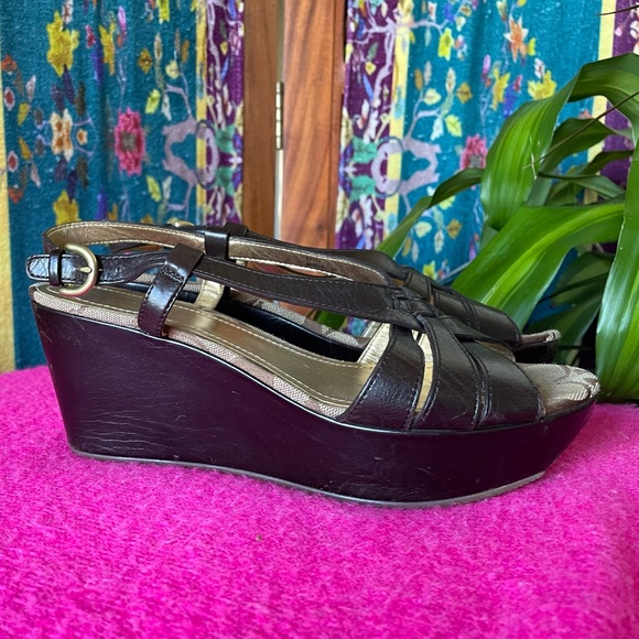 Coach Mollie Brown Leather Wedge Slingback Sandal - Size 6 - Picture 6 of 14